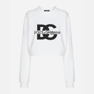 Cotton jersey sweatshirt with carpet-stitch DG logo