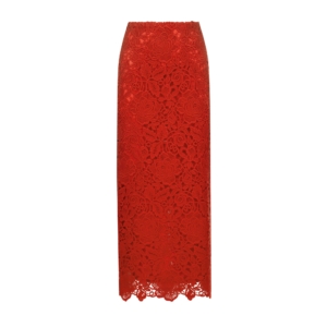 Floral guipure lace pencil skirt