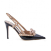 Rockstud Bow patent leather slingback pumps 100mm