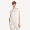 Stretch silk satin T-shirt with monili