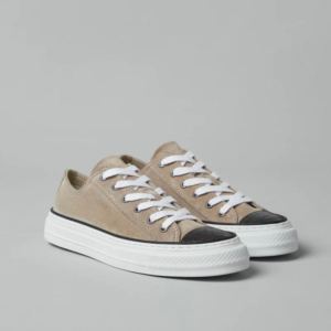 Suede sneakers with precious toe