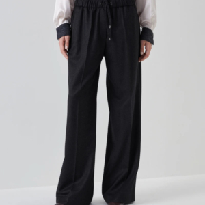 Virgin wool flannel wide track trousers