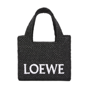 Mini LOEWE Font Tote in raffia