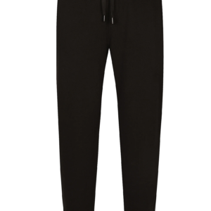 Jersey jogging pants with rubber branded tag