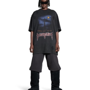 Men's Paris Moon Double Front T-shirt Oversized in Black