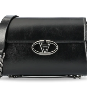 Valentino VLogo Ohval black leather messenger bag