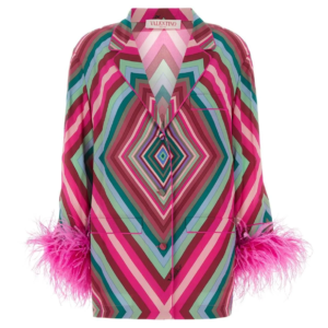 Valentino Geometric Printed Straight Hem Shirt