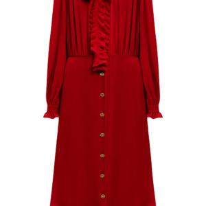 Valentino Red shirt dress made of silk with ruffles