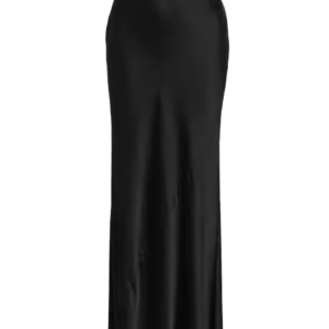 Embellished draped satin maxi dress