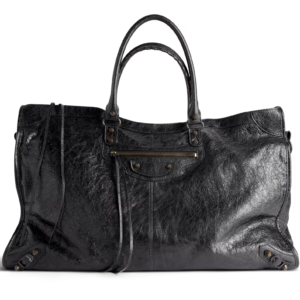 Le City Travel Bag in black Arena Storico lambskin, brass hardware