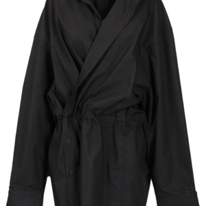 Balenciaga Poplin Drawstring-Waist Shirt Dress