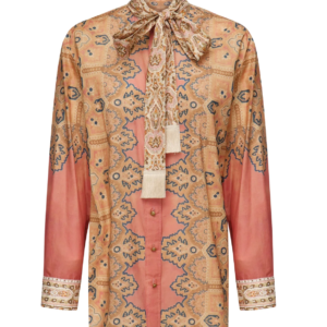Valentino All-Over Printed Pussy-Bow Shirt