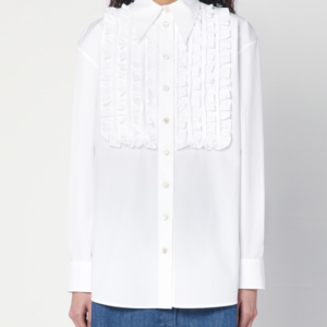 White cotton shirt with ruffles