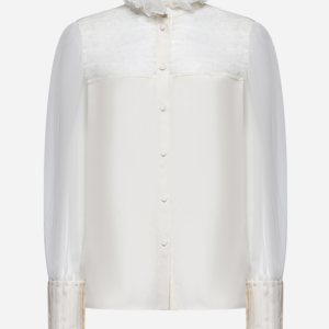 Ivory silk shirt with ruffles