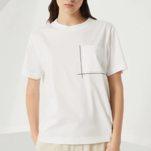 Cotton jersey T-shirt with shiny pocket detail