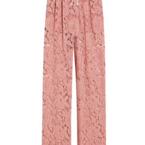 Flared floral cordonetto lace pants with DG logo