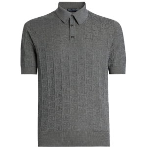 Silk polo-shirt with all-over DG logo embroidery
