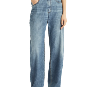 Lightweight denim contemporary loose trousers