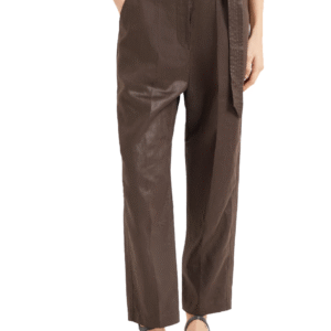 Polished linen twill ergonomic chino trousers